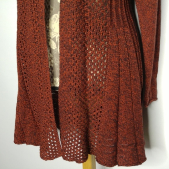 NWT Studio Works Cardigan Sz S Open Knit Red/Brown - Picture 5 of 8